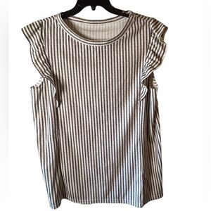 Women’s Striped Design Ruffle Sleeve Plus Size Blouse